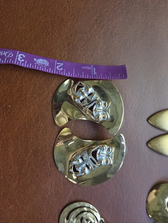 Vintage Lot Bundle Hammered Gold Chunky Earrings - Picture 7 of 10